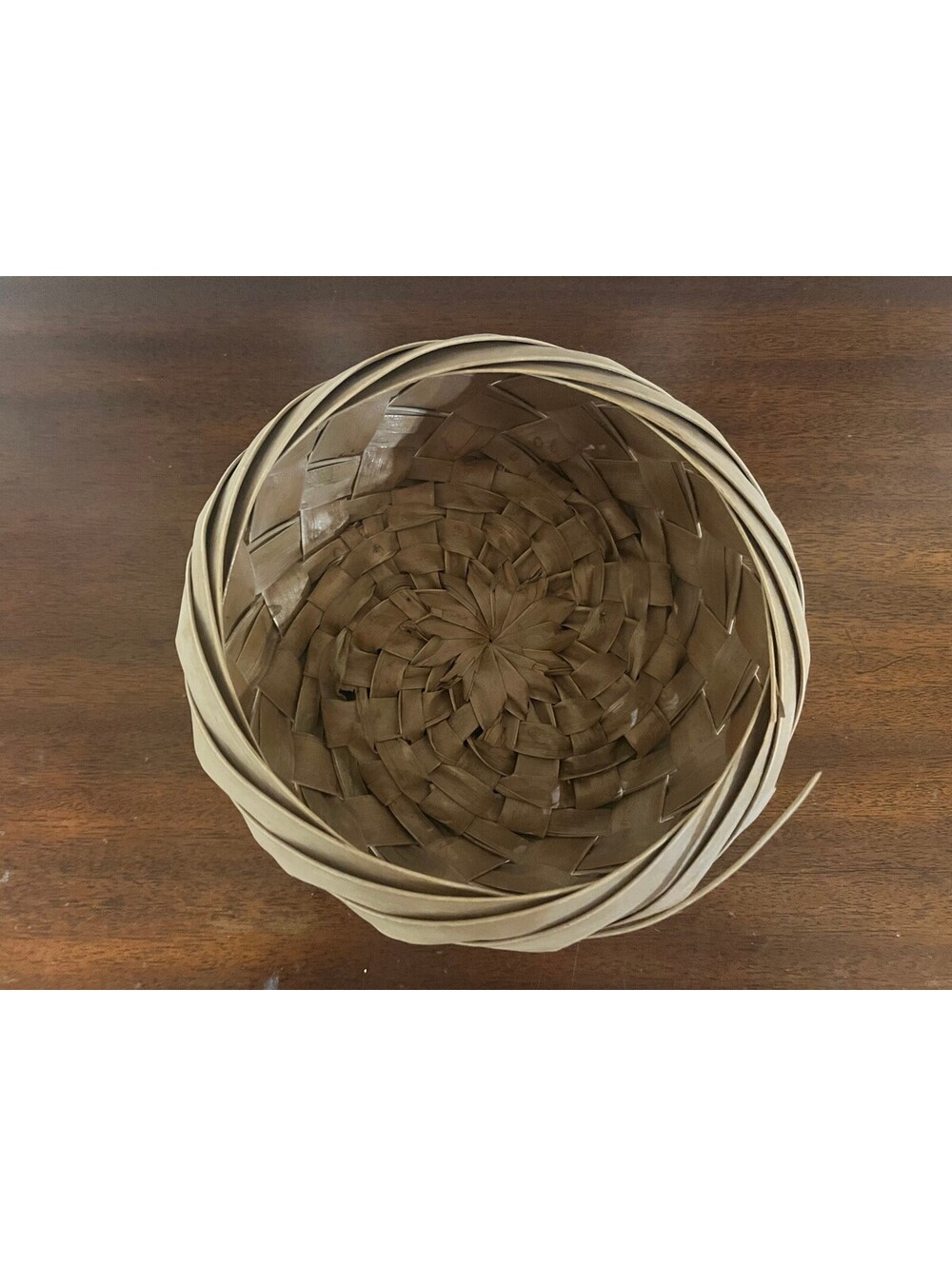 Handwoven Palm Leaf Coiled Basket Bowl Natural Boho Decor 9-10 Inch